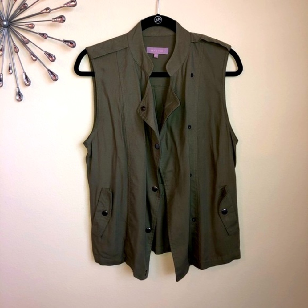 WARDROBE STAPLE OLIVE GREEN VEST MEDIUM - Picture 6 of 7